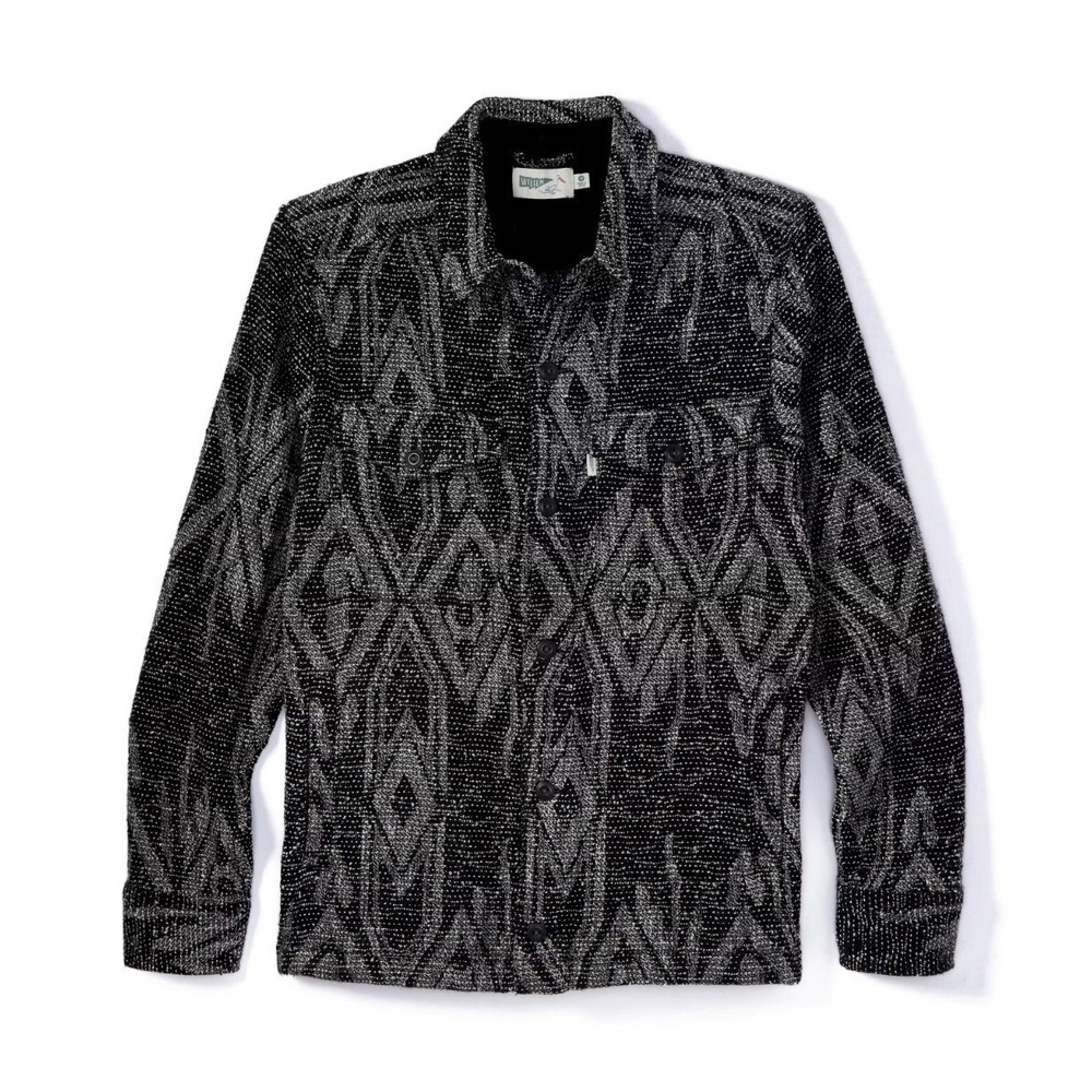 Wellen Jacquard Overshirt Aztec Western Gray Black‎ Organic Cotton Size Large